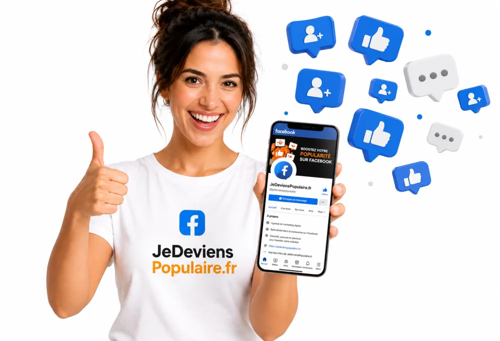 Acheter des Likes Facebook français 🇫🇷 : cliente de JeDeviensPopulaire.fr ravie de la croissance de son compte Facebook