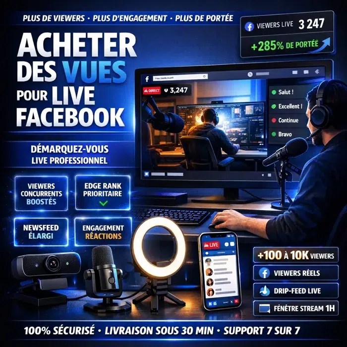 Vues Live Facebook réelles drip-feed Acheter des vues pour Live Facebook concurrent en temps réel