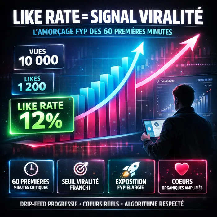 Achat likes TikTok pour algorithme For You Page Like rate TikTok et amorçage du signal algorithmique For You
