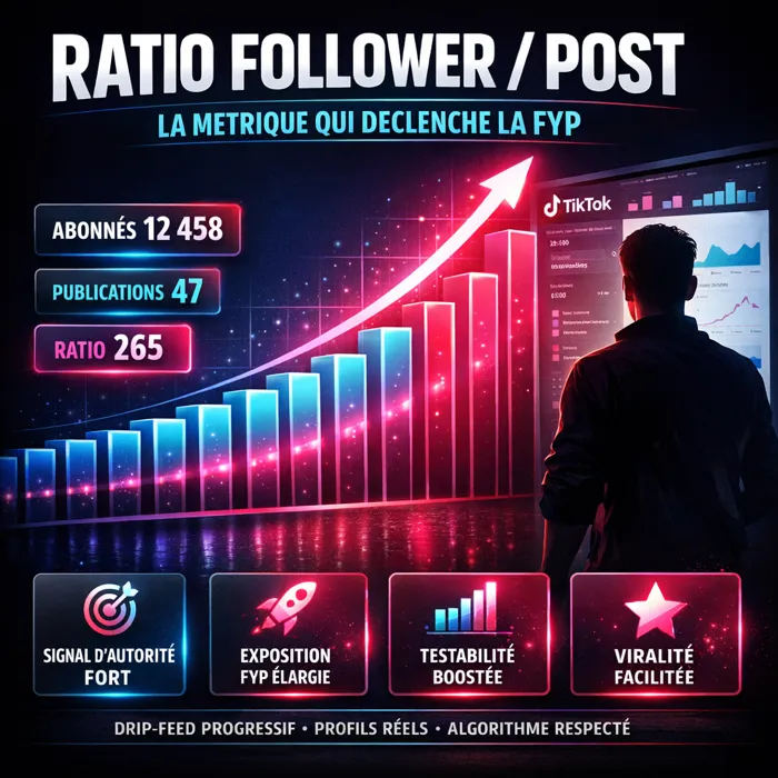 Achat followers TikTok pour algorithme For You Ratio follower-post TikTok et signal d'autorité algorithmique