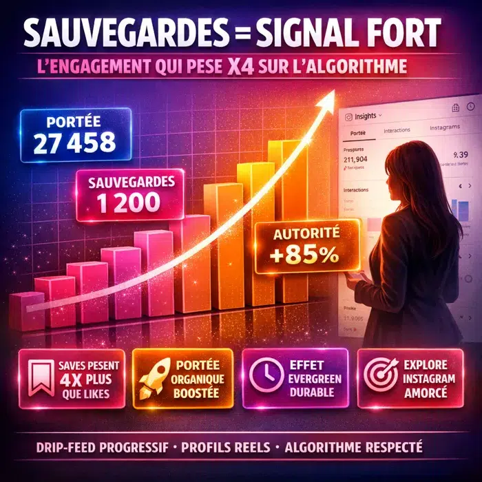 Achat saves Instagram pour algorithme Sauvegardes Instagram et portée organique algorithmique