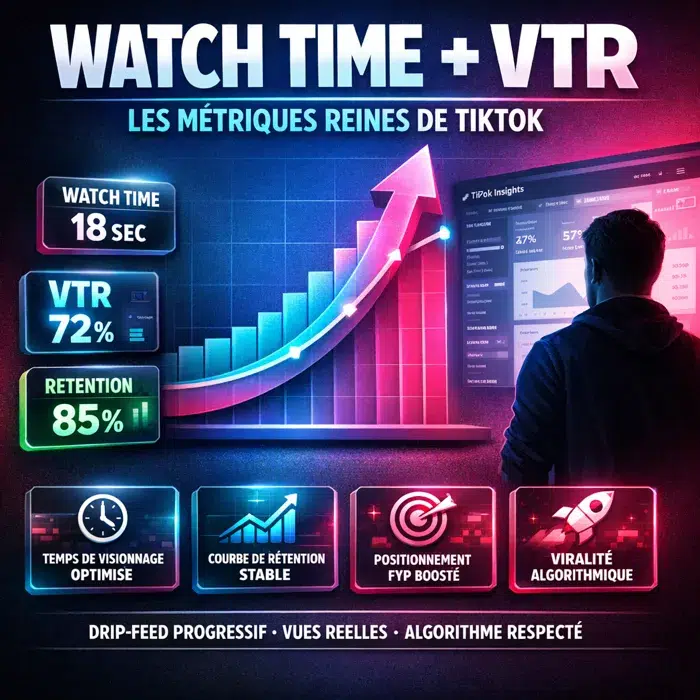 Achat vues TikTok pour algorithme découverte Watch Time et VTR TikTok pour algorithme For You Page