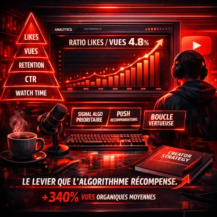 Le ratio likes vues, signal majeur de l'algorithme YouTube Acheter des likes YouTube et déclencher l'algorithme de recommandation