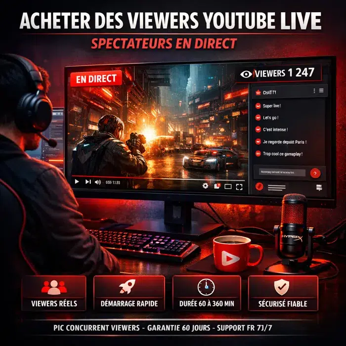 Le viewer count en direct, premier signal lu par les visiteurs du live Acheter des viewers YouTube Live en direct pour amplifier le pic concurrent
