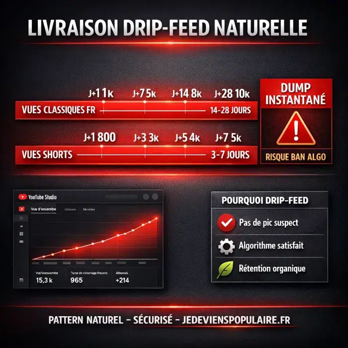 Drip-feed étalé pour une croissance algorithmique crédible Livraison drip-feed des vues YouTube sur 3 à 28 jours