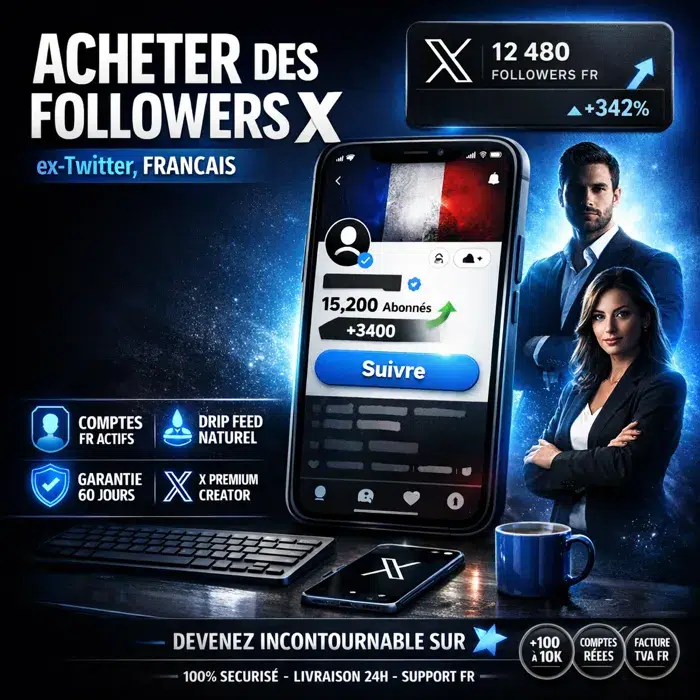 Followers Twitter X comptes actifs avec historique réel Acheter des followers Twitter X pack 1000 followers livraison drip feed