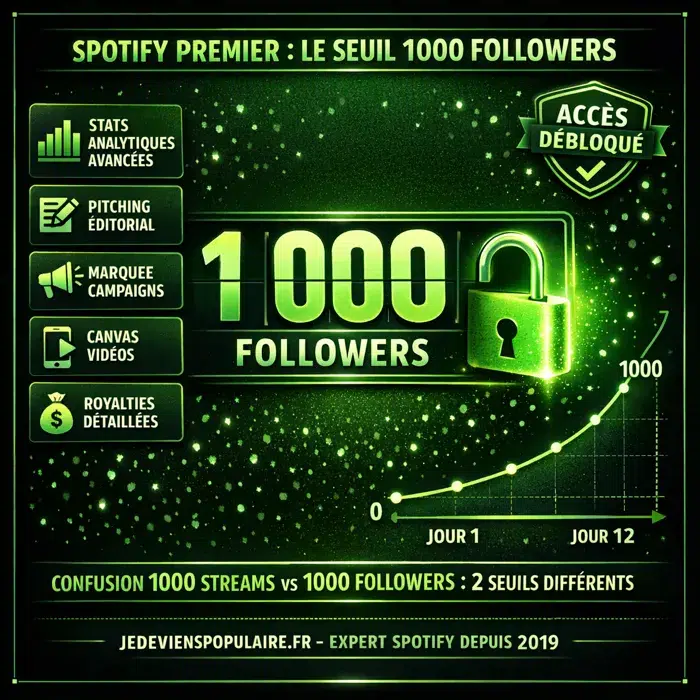 Spotify Premier 1000 followers seuil monétisation artiste