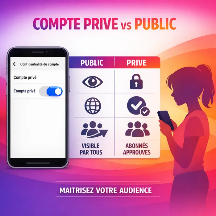 Mettre son compte Instagram en privé : différences avec compte public Compte Instagram privé vs public : interface paramètres