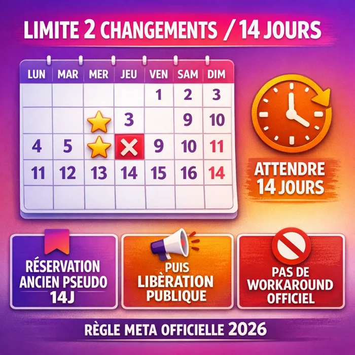 Règle Meta limite 2 changements pseudo Instagram par 14 jours Limite Meta 2 changements username Instagram tous les 14 jours