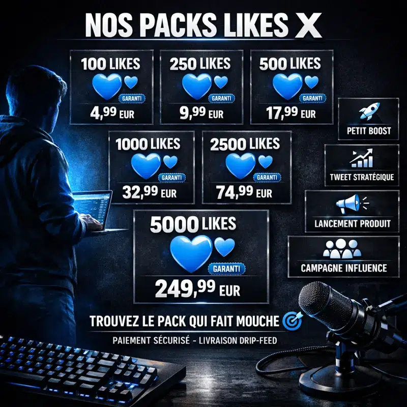 Hearts Twitter packs JDP Packs likes Twitter X prix livraison drip-feed