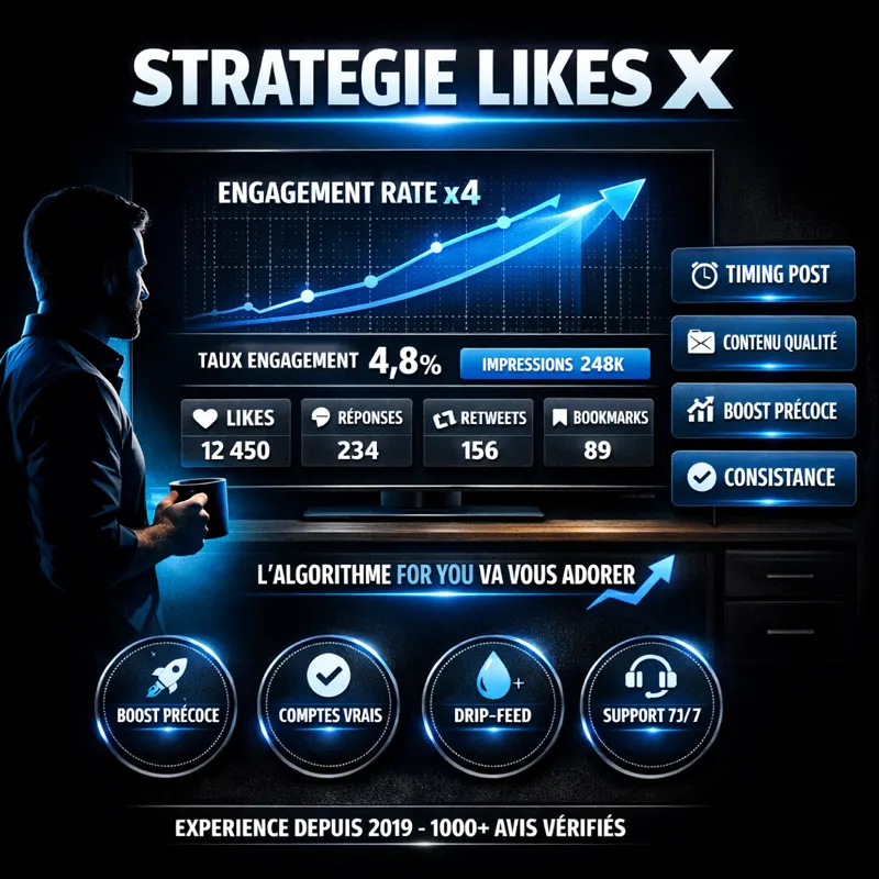 Acheter j'aime X strategy Stratégie likes Twitter X engagement rate For You
