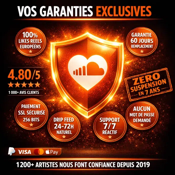 Acheter des likes SOUNDCLOUD 5 Garanties Jedevienspopulaire pour likes SoundCloud : réels européens, garantie 60 jours, SSL, support 7/7, 1200 artistes