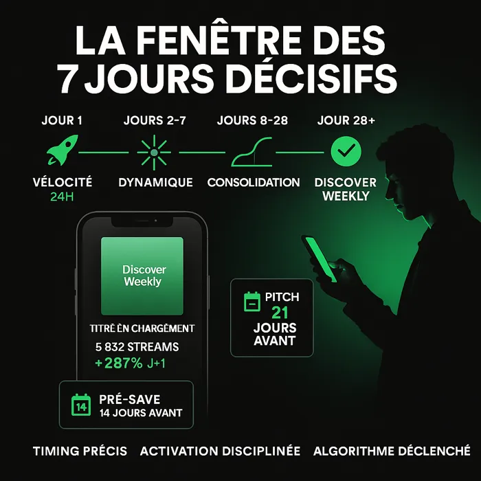 La fenêtre critique des 7 jours après une sortie Spotify fenêtre 7 jours décisifs algorithme Spotify sortie