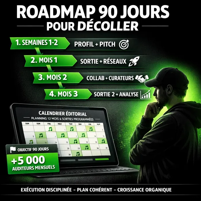 Roadmap 90 jours écoutes Spotify Roadmap 90 jours augmenter écoutes Spotify artiste DIY