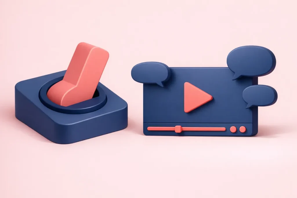 Activer les commentaires sur YouTube : un interrupteur ouvert d’où sortent des bulles de conversation