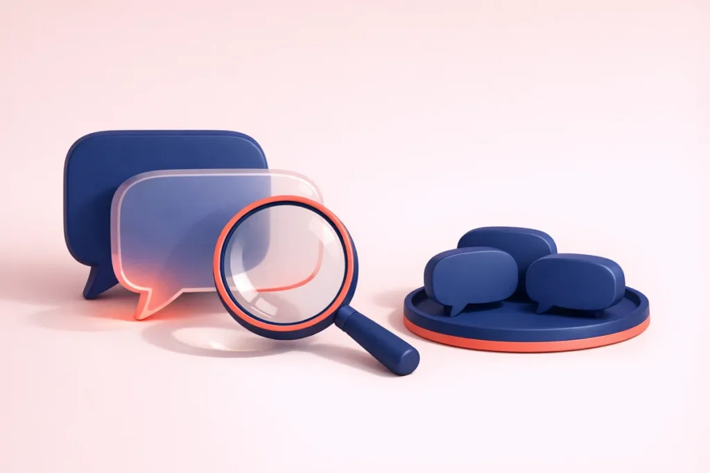 Commentaires YouTube qui disparaissent : une bulle devient translucide sous une loupe, d’autres attendent d’être posées