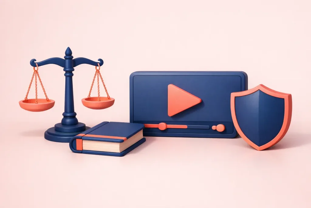 Légalité de l’achat d’abonnés YouTube : une balance de la justice, un livre de règles et un bouclier